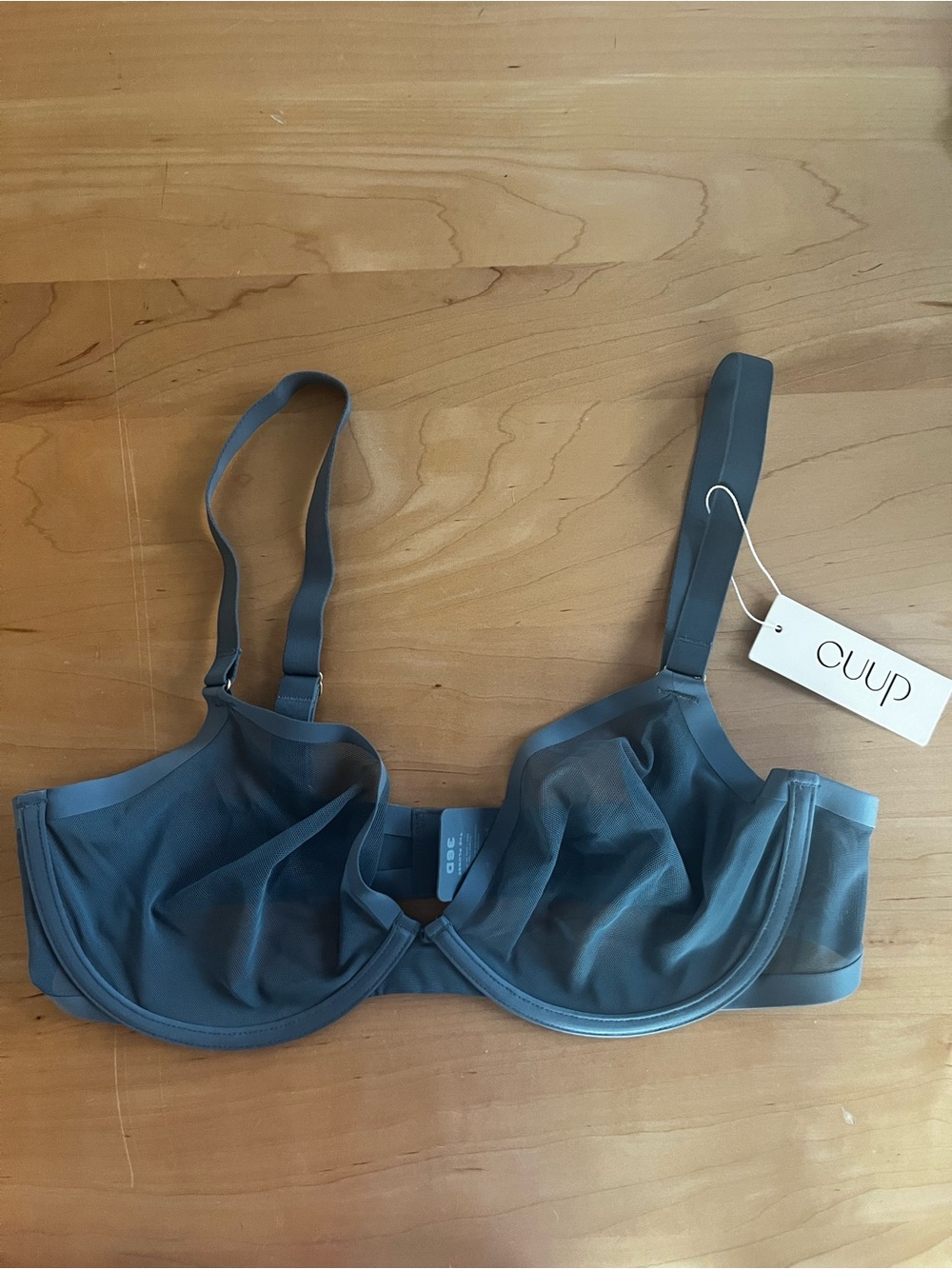 CUUP The Plunge Mesh Sheer Sea Blue Bra 36D